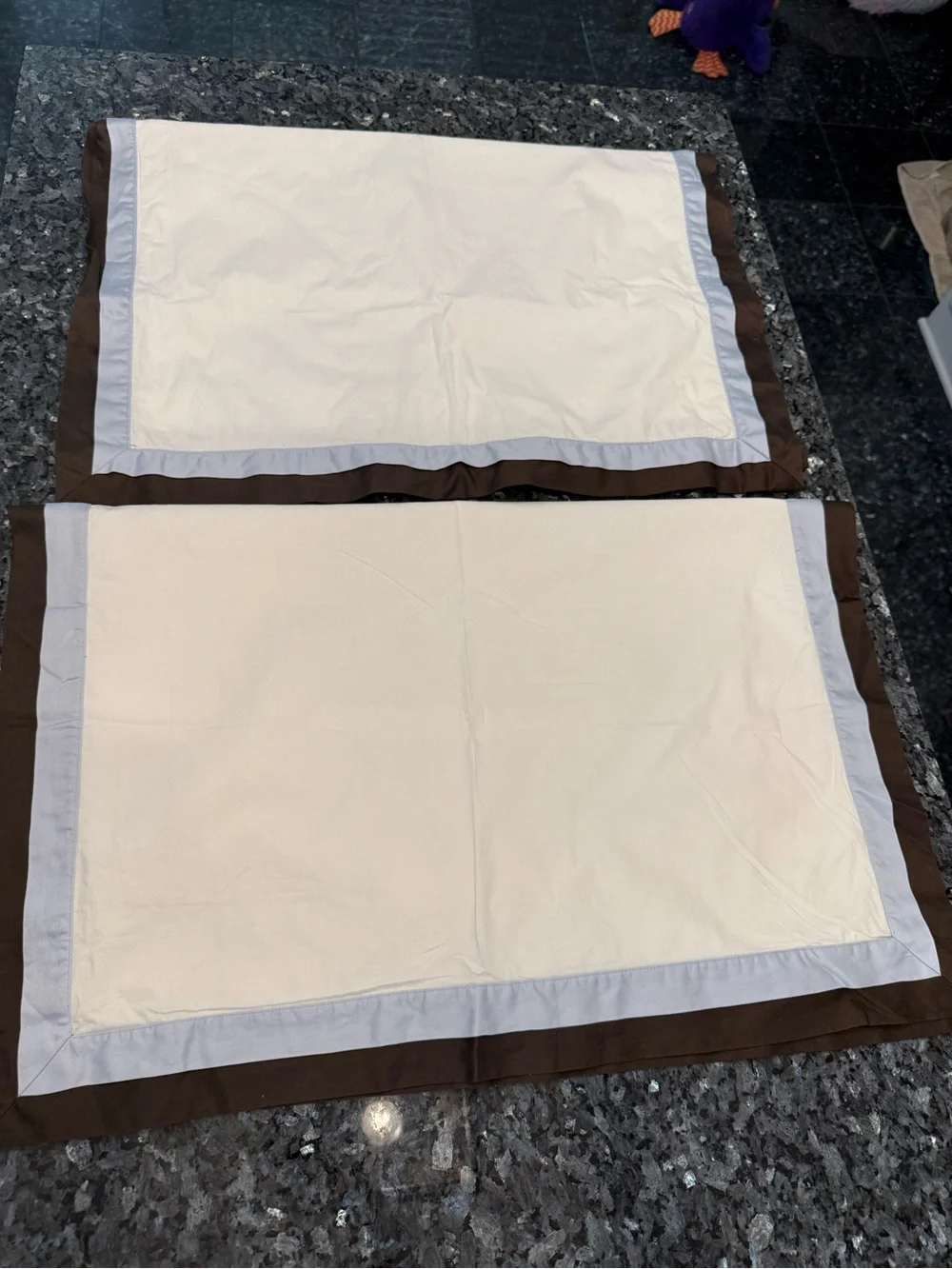Restoration Hardware white and brown pillow shams see description